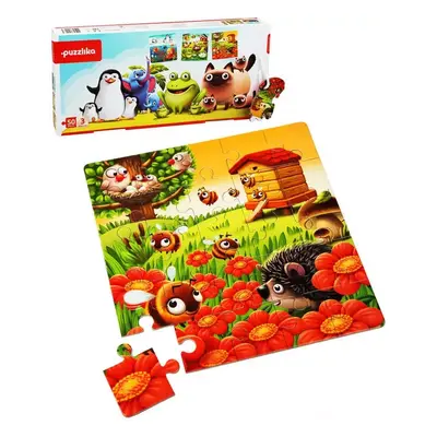 PUZZLIKA Puzzle Oblíbená zvířátka 25x25cm 3v1 set 50 dílků v krabici