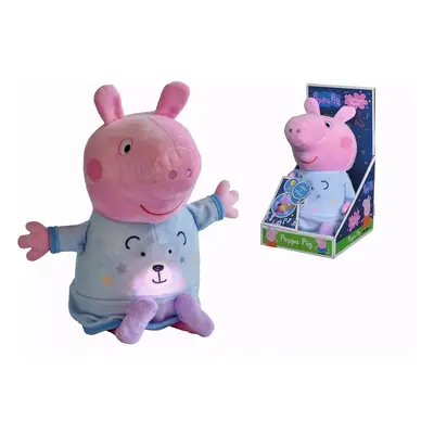 Peppa Pig 2v1 plyšový usínáček hrající + světlo, modrý, 25 cm