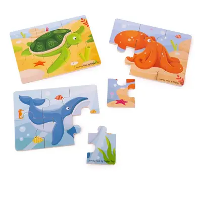 Bigjigs Toys Puzzle 3v1 mořská zvířátka