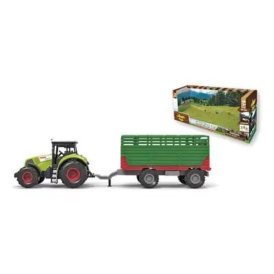 Traktor farmářský 29cm set s přívěsem na baterie Světlo Zvuk v krabici