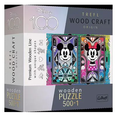 TREFL Wood Craft Origin puzzle Mickey Mouse a Minnie 501 dílků