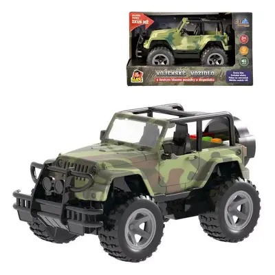 Auto Jeep vojenské army vozidlo na setrvačník 23cm na baterie Zvuk CZ plast