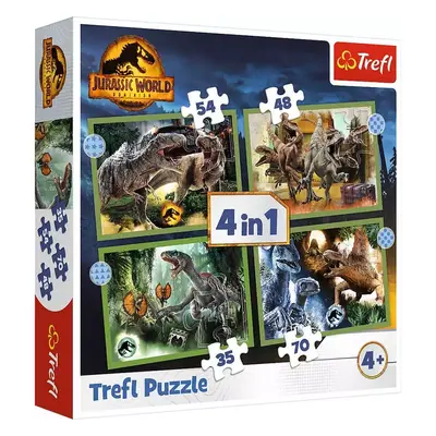 TREFL PUZZLE 4v1 Jurassic World Nebezpeční dinosauři 207 dílků skládačka