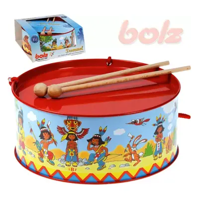 BOLZ Bubínek dětský potisk indiáni kov 20cm set se 2 paličkami