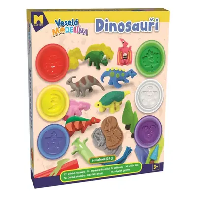 MAC TOYS Modelína dinosauři 6x 35g kreativní set s nástroji v krabici