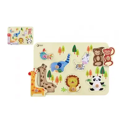 Vkládačka/Puzzle deskové obrysové zoo dřevo 30x21cm ve fólii 18m+