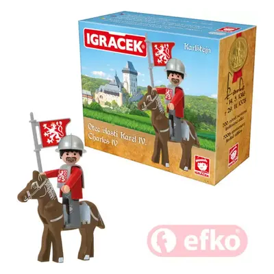 EFKO IGRÁČEK Karel IV. Karlštejn set s koněm a doplňky v krabičce STAVEBNICE