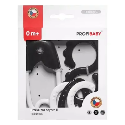 PROFIBABY Baby chrastítko špendlík + osmička ČB v krabici pro miminko plast