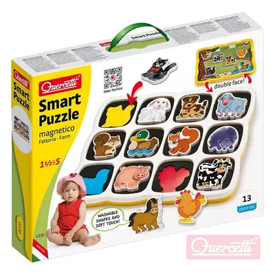 QUERCETTI Baby Smart Puzzle magnetické vkládací Farma 12 dílků oboustranné 2v1