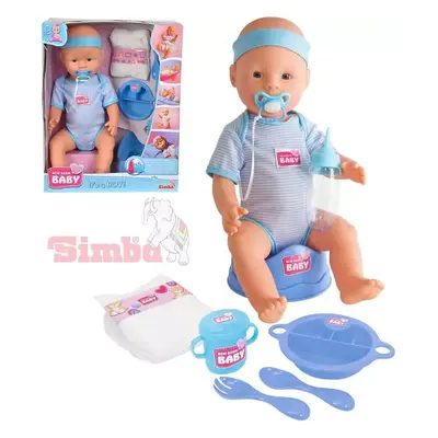 SIMBA New Born Baby panenka miminko chlapeček 43cm pije čůrá set s doplňky