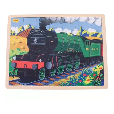 Bigjigs Toys Dřevěné puzzle historický vlak Flying Scotsman 35 dílků