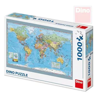 DINO Puzzle 1000 dílků Politická mapa světa 66x47cm skládačka v krabici