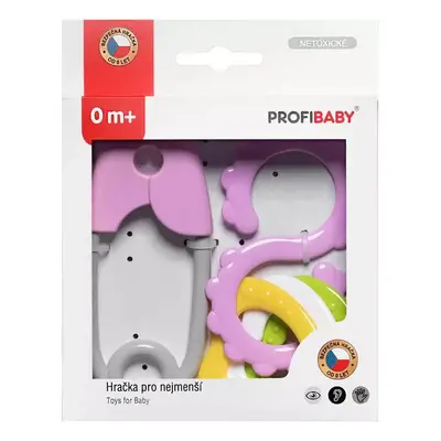 PROFIBABY Baby chrastítko špendlík + osmička v krabici pro miminko plast