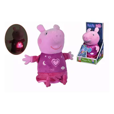 Peppa Pig 2v1 plyšový usínáček, hrající + světlo, růžový, 25 cm