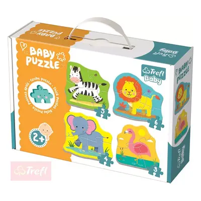 TREFL Baby puzzle Safari zvířátka velké dílky 4v1 set 18 dílků pro miminko