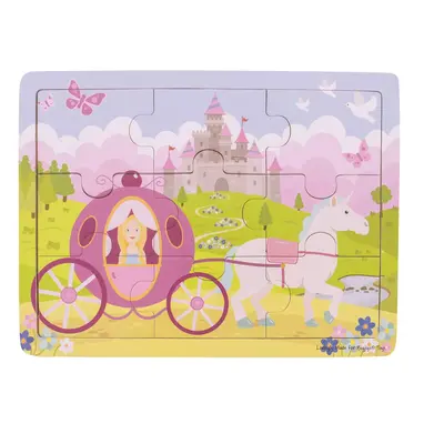 Bigjigs Toys Dřevěné puzzle princezna s kočárem