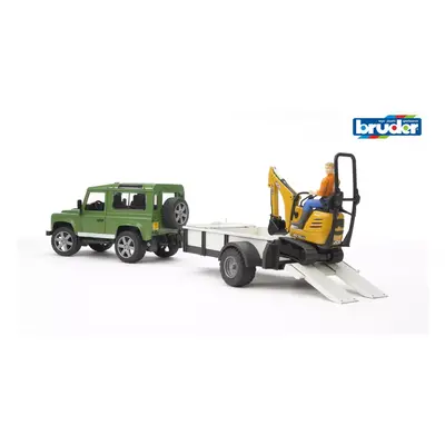 Bruder LAND ROVER + přepravník, mikrobagr JCB