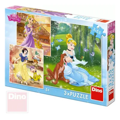 DINO Puzzle 3x55 dílků Princezny 18x18cm skládačka 3v1 v krabici