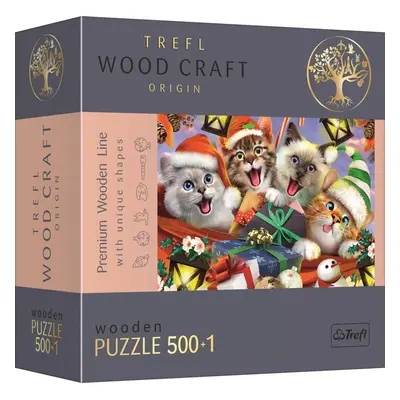 TREFL Wood Craft Origin puzzle Vánoční kočky 501 dílků