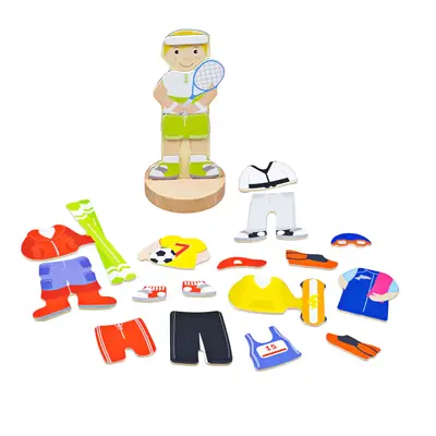 Bigjigs Toys Magnetické oblékací puzzle sportovní aktivity