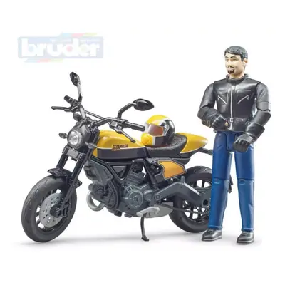 BRUDER 63053 Motocykl Ducati Scrambler Full Throttle set s figurkou motorkáře