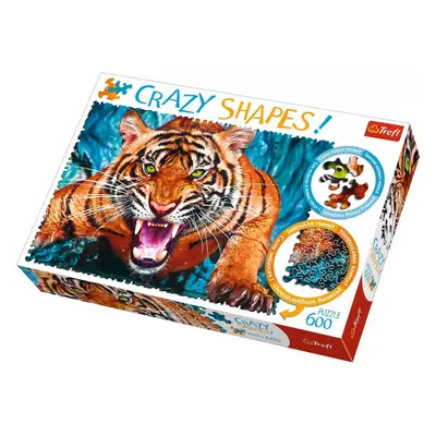 TREFL PUZZLE Crazy Shapes: Útok tygra 68x48cm 600 dílků skládačka