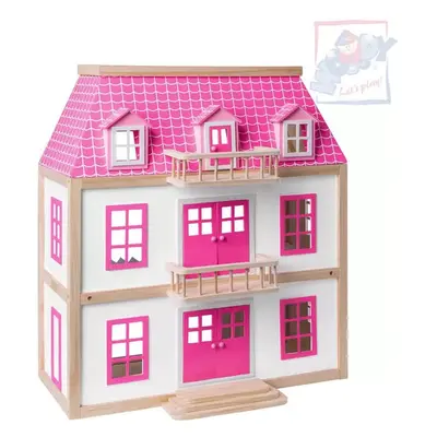 WOODY DŘEVO Vila Wisteria domeček pro panenky set 30ks se 2 figurkami a doplňky