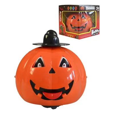 Dýně oranžová dekorace Halloween 12cm na baterie Světlo Zvuk plast