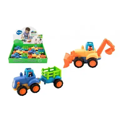 Traktor s vlekem/Buldozer plast 16cm pro nejmenší na setrvačník 6ks v boxu 18m+