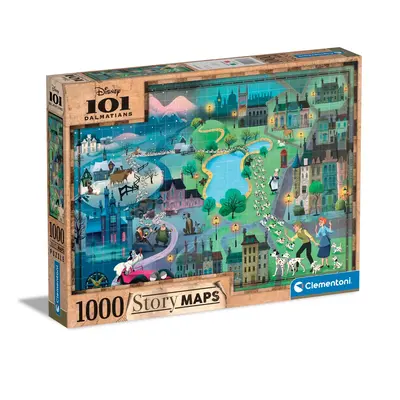 Puzzle 1000 dílků - Disney mapa 101 Dalmatinů