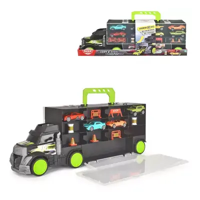 DICKIE Auto transportér 43cm kufr 2v1 set se 4 autíčky a doplňky kov