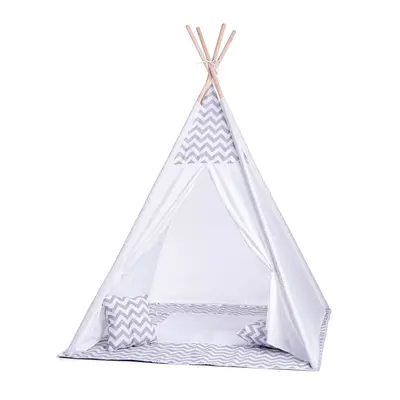 WOODY Stan dětský indiánský 124x170x124cm set bílé TeePee + polštářek 2ks