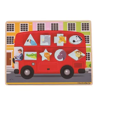 Bigjigs Toys Vkládací puzzle autobus se zvířátky