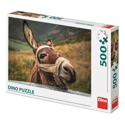 DINO Puzzle 500 dílků Oslík za ohradou foto 47x33cm skládačka