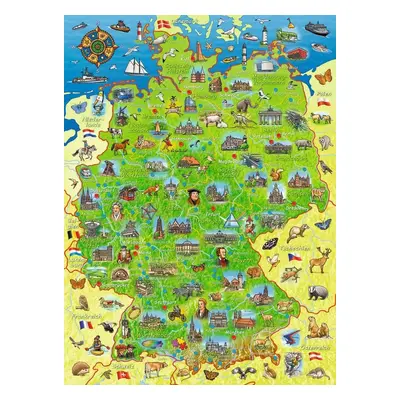 RAVENSBURGER Puzzle Barevná mapa Německa XXL 200 dílků