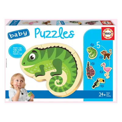 EDUCA Baby puzzle Tropická zvířata 5v1 (3-5 dílků)