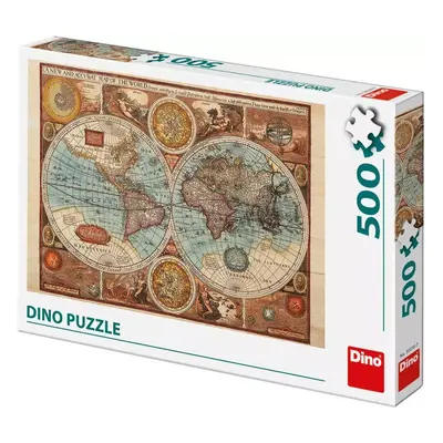 DINO Puzzle 500 dílků Mapa světa z roku 1626 47x33cm skládačka