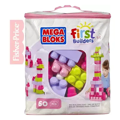 FISHER PRICE MEGA BLOKS Stavebnice 60 dílků v plastové tašce pro holky