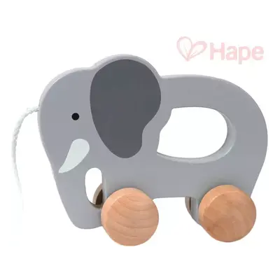 HAPE DŘEVO Baby slon tahací pro miminko