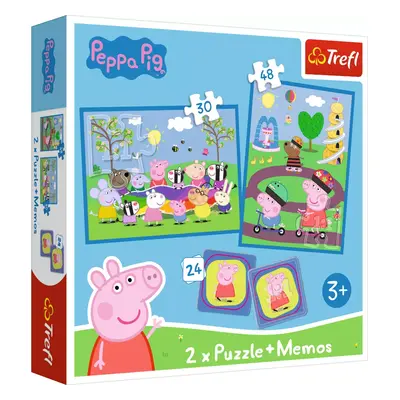 TREFL Sada 3v1 Šťastné chvíle s prasátkem Pepinou (2x puzzle + pexeso)