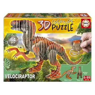 EDUCA 3D puzzle Velociraptor 64 dílků