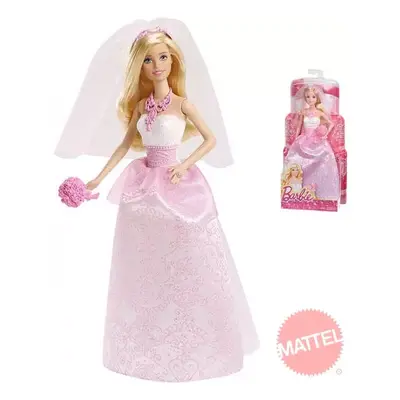 MATTEL BARBIE BRB Panenka nevěsta s kyticí v růžovo bílých šatech