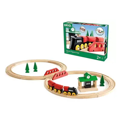 BRIO DŘEVO Baby vláčkodráha osmička Classic set s doplňky 22ks