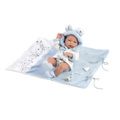 Llorens 73897 NEW BORN CHLAPEČEK - realistická panenka miminko s celovinylovým tělem - 40 cm