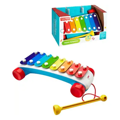 FISHER PRICE Baby xylofon tahací zábavný na kolečkách 8 kláves plast