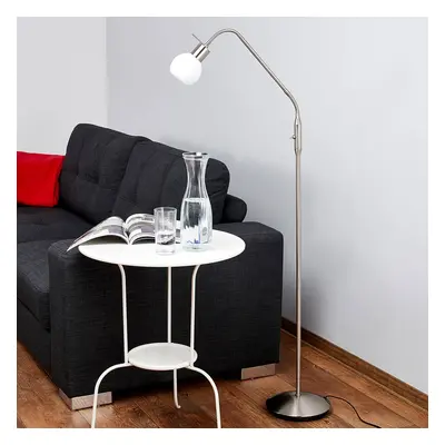 Lindby Stojací lampa Lindby Elaina, barva niklu, 162 cm, flexibilní, E14