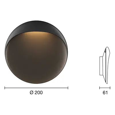 Louis Poulsen Nástěnné LED svítidlo Louis Poulsen Flindt, černé 2 700 K Ø 20 cm