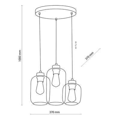 TK Lighting Závěsné svítidlo Marco Brown, třísvítidlo, čirá/hnědá barva