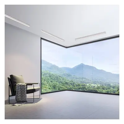 PURE Stropní svítidlo LED PURE Lines, 110 cm, stříbrné, CCT, dálkové ovládání