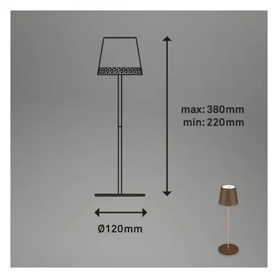 Briloner LED stolní lampa Kiki s baterií 3000K, hnědá/zlatá